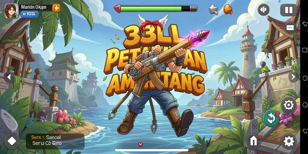 Tampilan utama gameplay 33L dengan aksi seru dan grafis warna-warni.