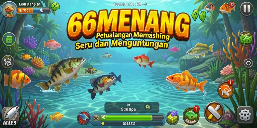 Screenshot menunjukkan gameplay menarik dari 66MENANG dengan tampilan memancing yang indah.