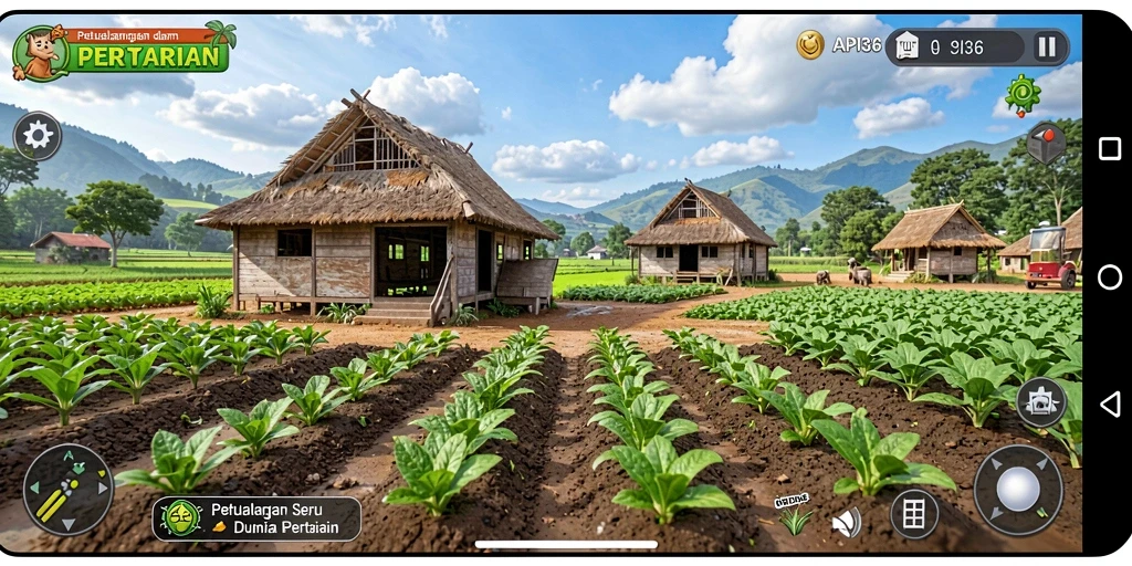 Screenshot menunjukkan aktivitas seru dalam bertani di API36.