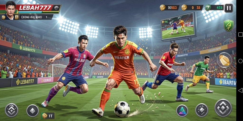 Tampilan gameplay LEBAH777 dengan aksi olahraga seru.