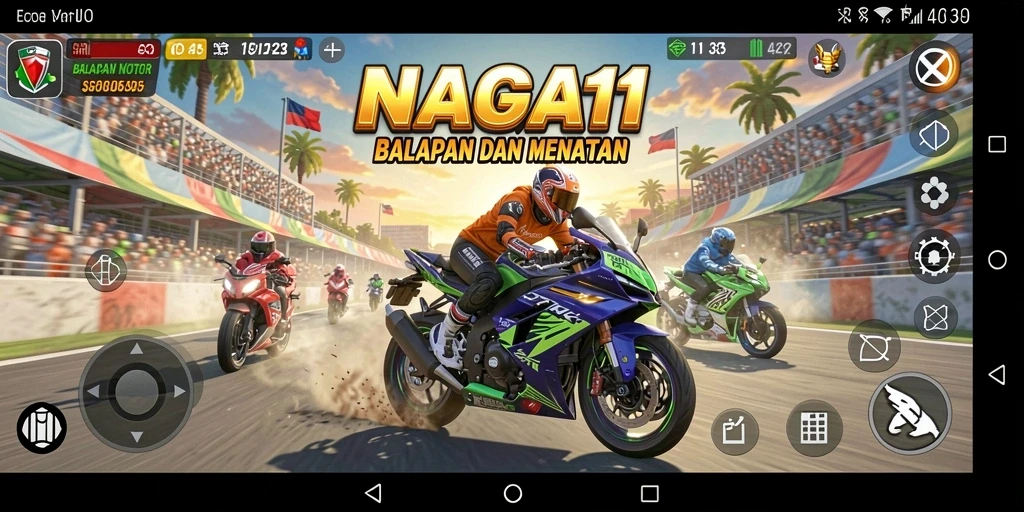 Tampilan screenshot NAGA11 yang menunjukkan gameplay balapan motor yang menegangkan.