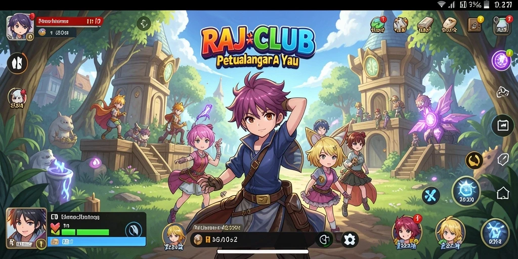 Tampilan gameplay seru RAJACLUB dengan karakter anime yang mengagumkan.