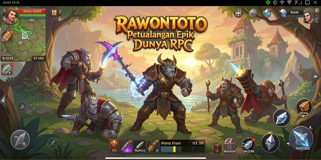 Screenshot gameplay RAWONTOTO yang menunjukkan pertarungan epik.