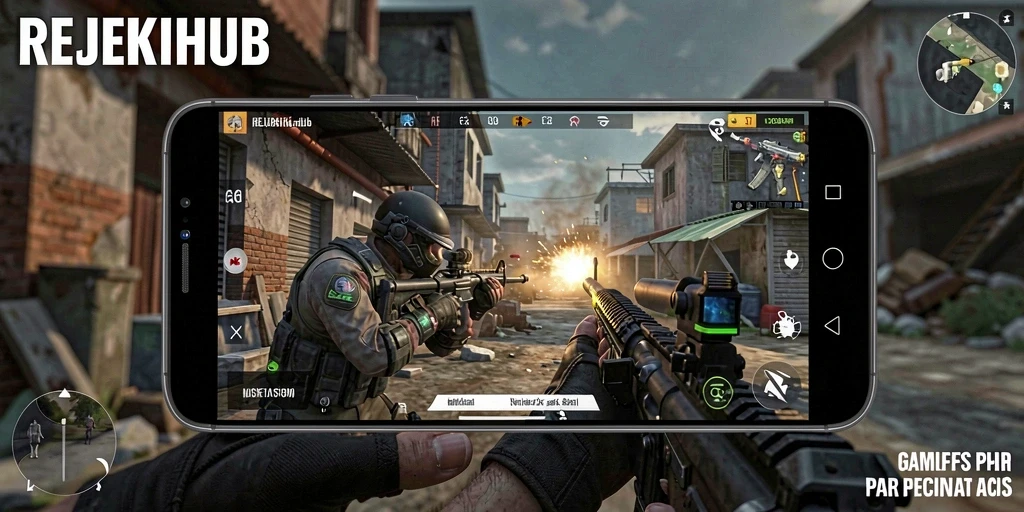 Tampilan gameplay seru dari REJEKIHUB di saat pertempuran intens.