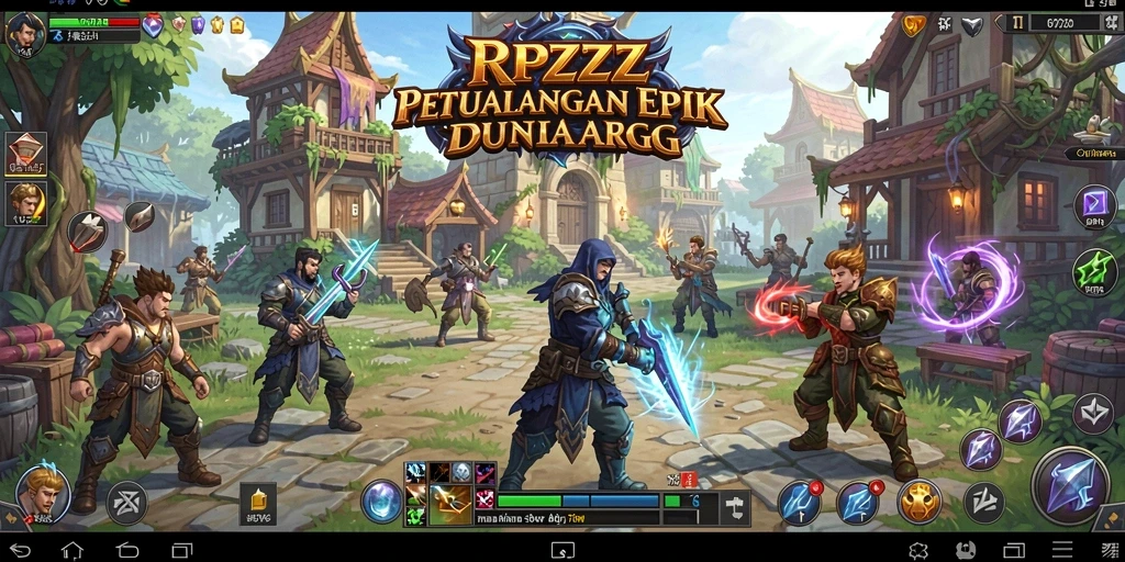 Screenshot gameplay RPZZZ menampilkan pertarungan seru di dunia fantasi.