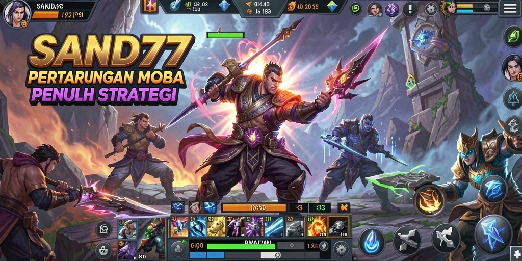 Screenshot gameplay SAND77 menampilkan pertarungan seru antar tim.