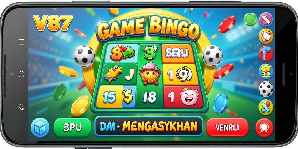 Screenshot gameplay V87 menampilkan suasana Bingo yang seru.